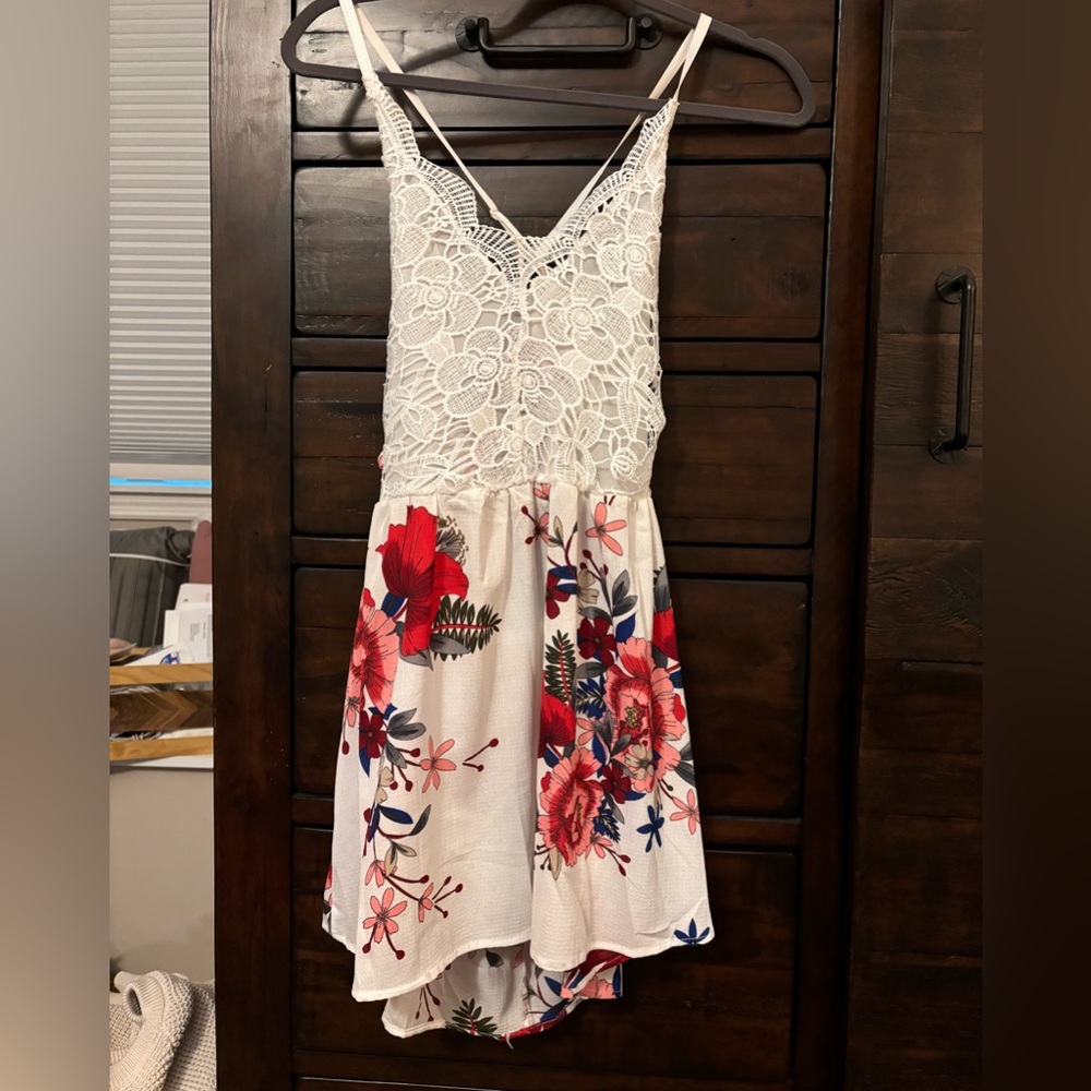 White and floral sheer dress